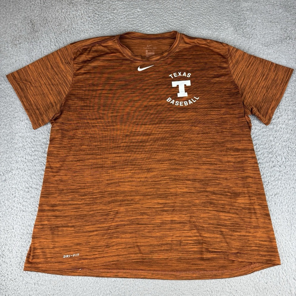 Nike T-Shirt Mens XXL Orange Texas Baseball Dri-Fit Short Sleeve Athletic